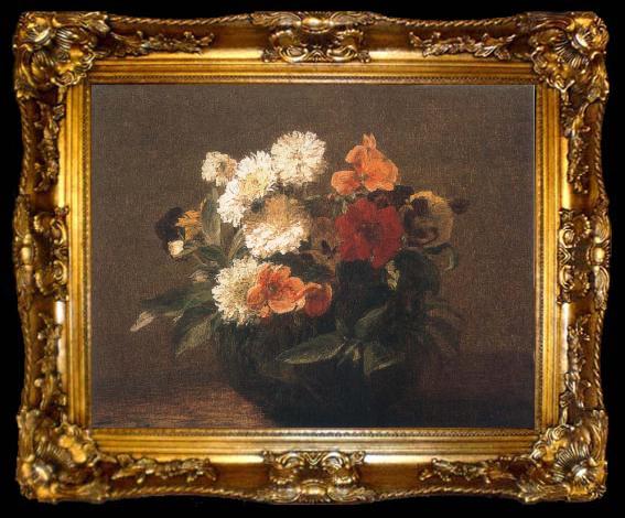framed  Henri Fantin-Latour Flowers in an Earthenware Vase, ta009-2